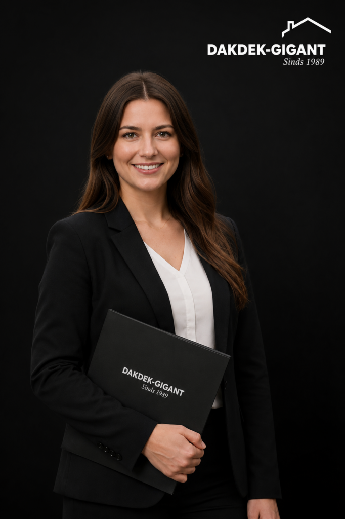 Portret van Amber, administratief medewerkster bij Dakdek Gigant